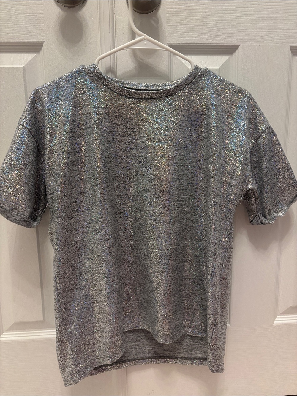 Nordstrom Silver Glitter Short Sleeve Top